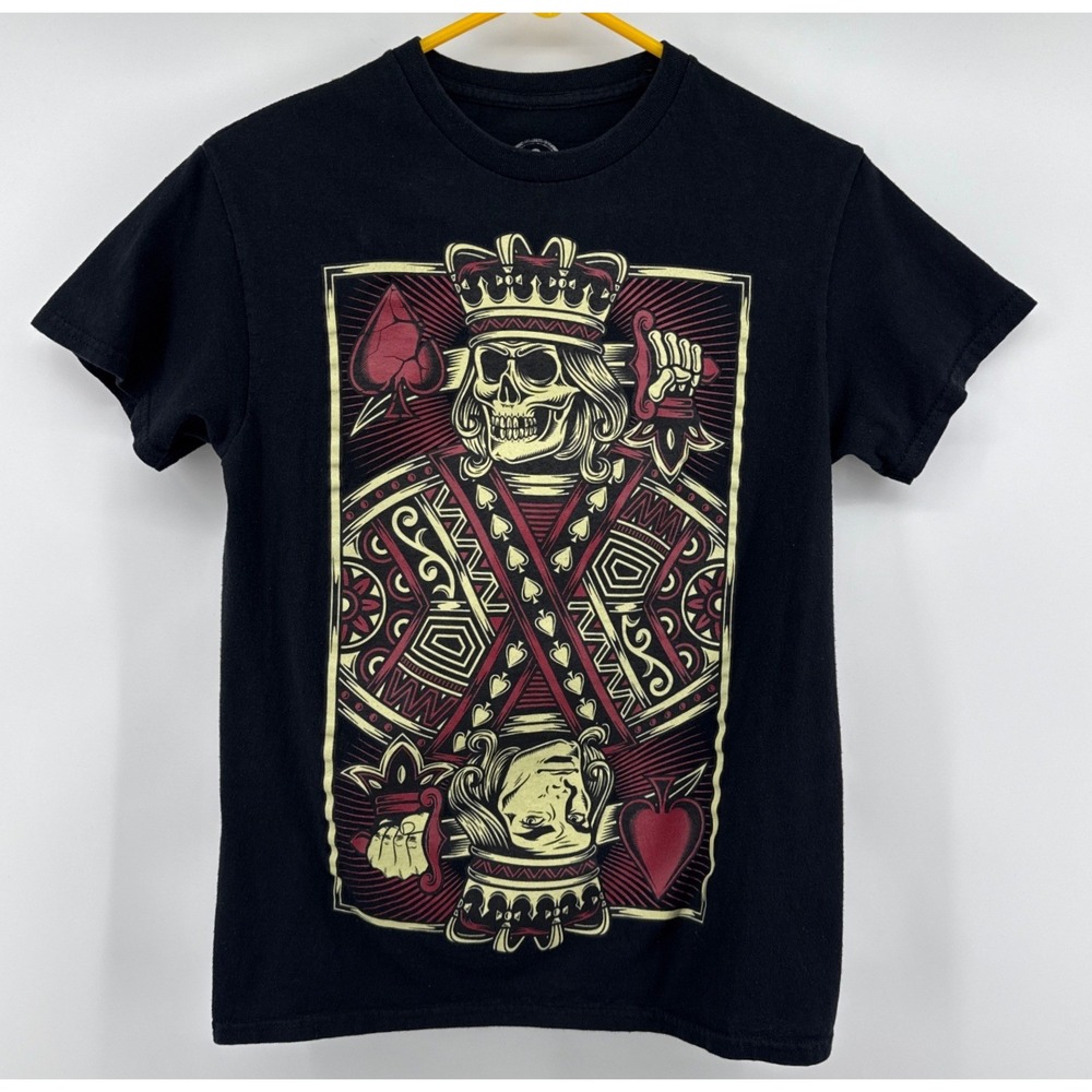 DOM It's About The Art Mens Small Black Skeleton King of Spades Graphic T-Shirt